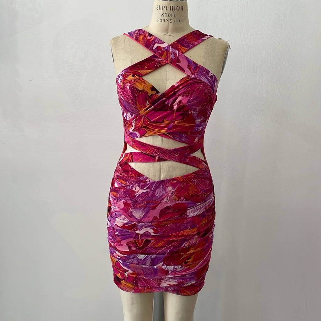 Vibrant Pink Cut-Out Dress